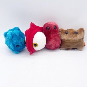 Giant Microbes Plush Lot Of 4 Plush Scum Sore Throat Chicken Pox Common Cold 5”